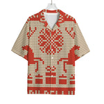 Xmas Deer Knitted Print Rayon Hawaiian Shirt