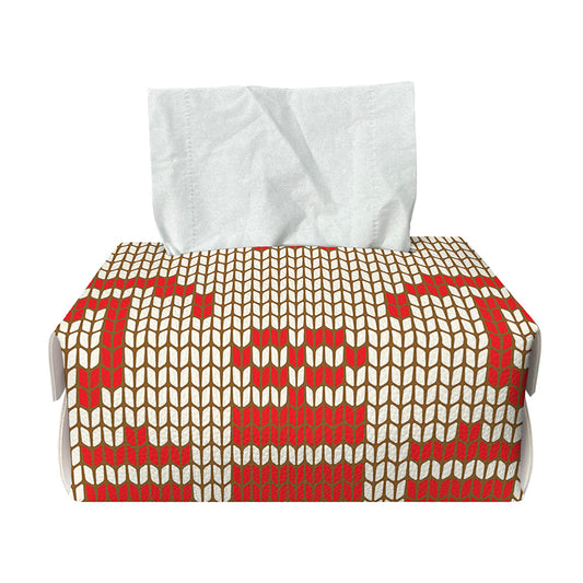 Xmas Deer Knitted Print Rectangle Tissue Box Cover