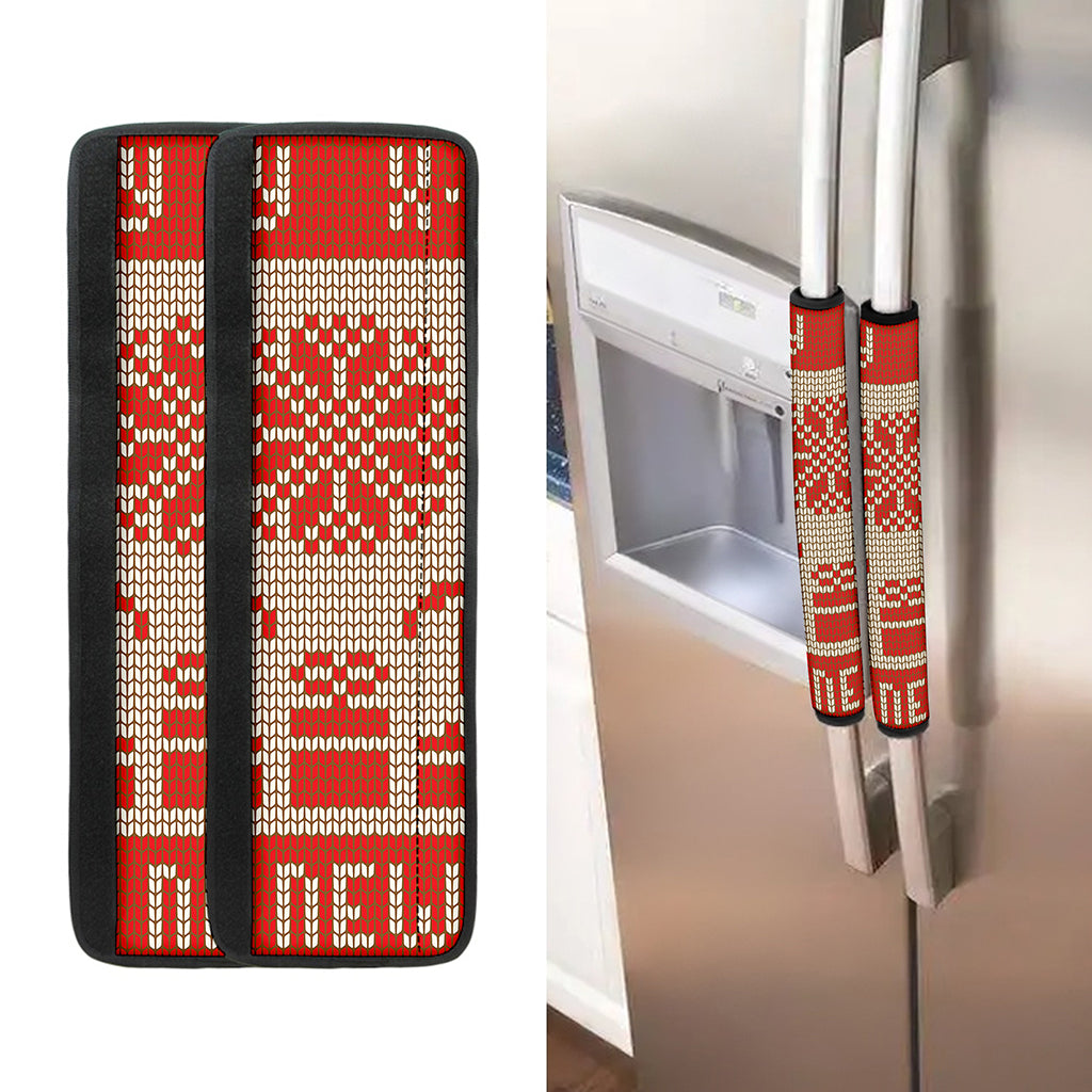 Xmas Deer Knitted Print Refrigerator Handle Covers