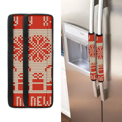 Xmas Deer Knitted Print Refrigerator Handle Covers
