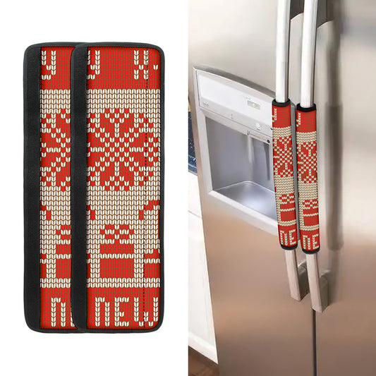 Xmas Deer Knitted Print Refrigerator Handle Covers