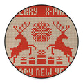 Xmas Deer Knitted Print Round Floor Mat