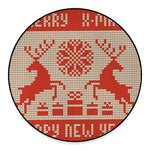 Xmas Deer Knitted Print Round Floor Mat