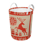 Xmas Deer Knitted Print Round Laundry Basket