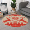 Xmas Deer Knitted Print Round Rug