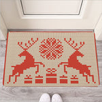 Xmas Deer Knitted Print Rubber Doormat