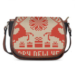 Xmas Deer Knitted Print Saddle Bag
