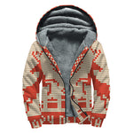 Xmas Deer Knitted Print Sherpa Lined Zip Up Hoodie
