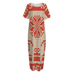 Xmas Deer Knitted Print Short Sleeve Long Nightdress