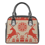 Xmas Deer Knitted Print Shoulder Handbag