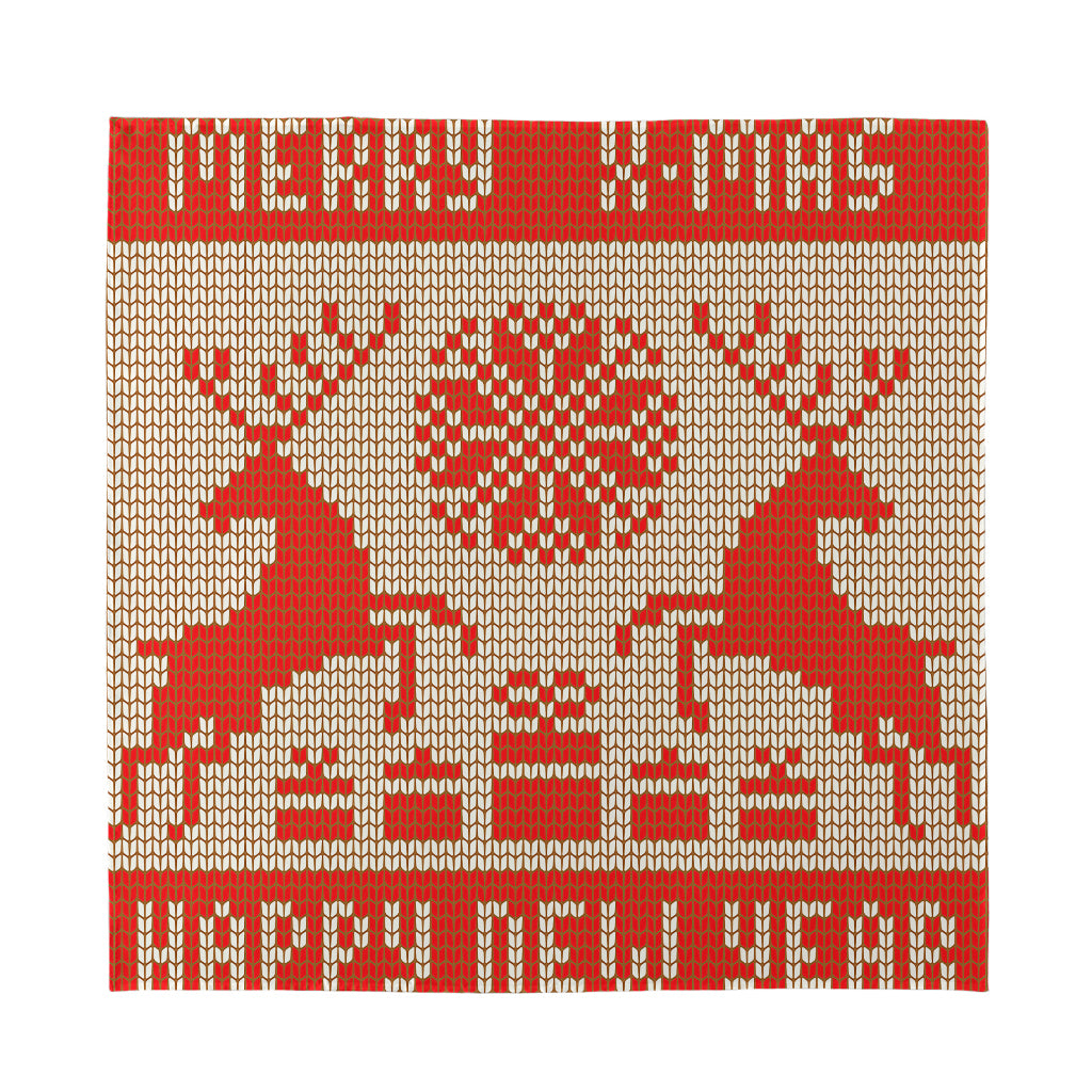 Xmas Deer Knitted Print Silk Bandana