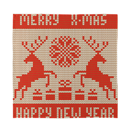 Xmas Deer Knitted Print Silk Bandana