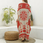Xmas Deer Knitted Print Silk V-Neck Kaftan Dress