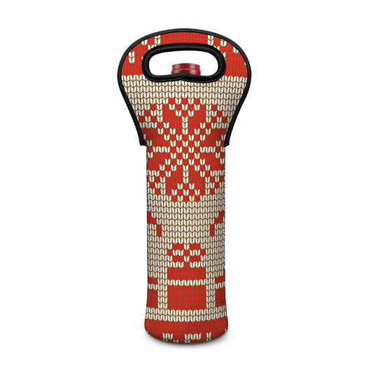Xmas Deer Knitted Print Single Neoprene Wine Tote