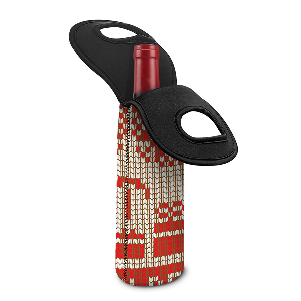 Xmas Deer Knitted Print Single Neoprene Wine Tote