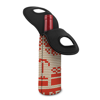 Xmas Deer Knitted Print Single Neoprene Wine Tote