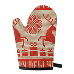 Xmas Deer Knitted Print Single Oven Mitt