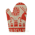 Xmas Deer Knitted Print Single Oven Mitt