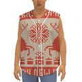 Xmas Deer Knitted Print Sleeveless Baseball Jersey