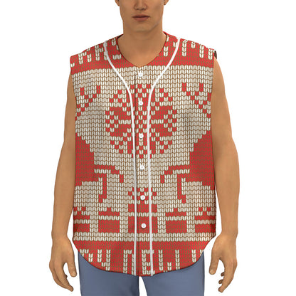 Xmas Deer Knitted Print Sleeveless Baseball Jersey