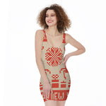 Xmas Deer Knitted Print Sleeveless Bodycon Dress