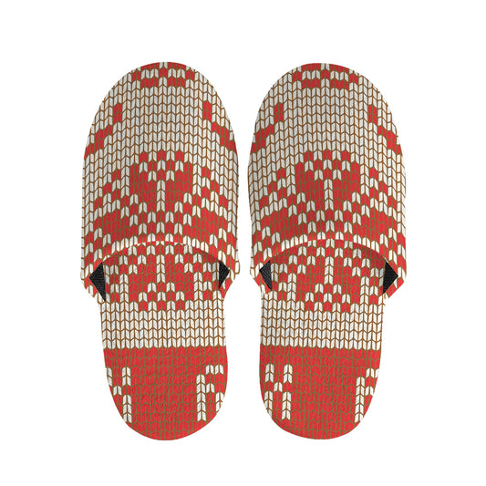 Xmas Deer Knitted Print Slippers