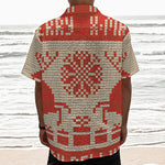 Xmas Deer Knitted Print Textured Short Sleeve Shirt
