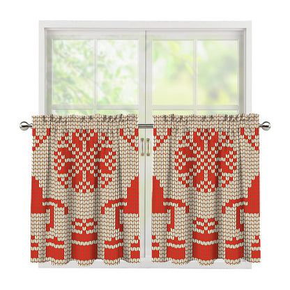 Xmas Deer Knitted Print Tier Curtains