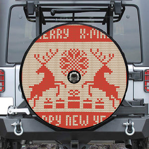 Xmas Deer Knitted Print Tire Cover With Camera Hole