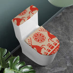 Xmas Deer Knitted Print Toilet Lid And Tank Cover Set
