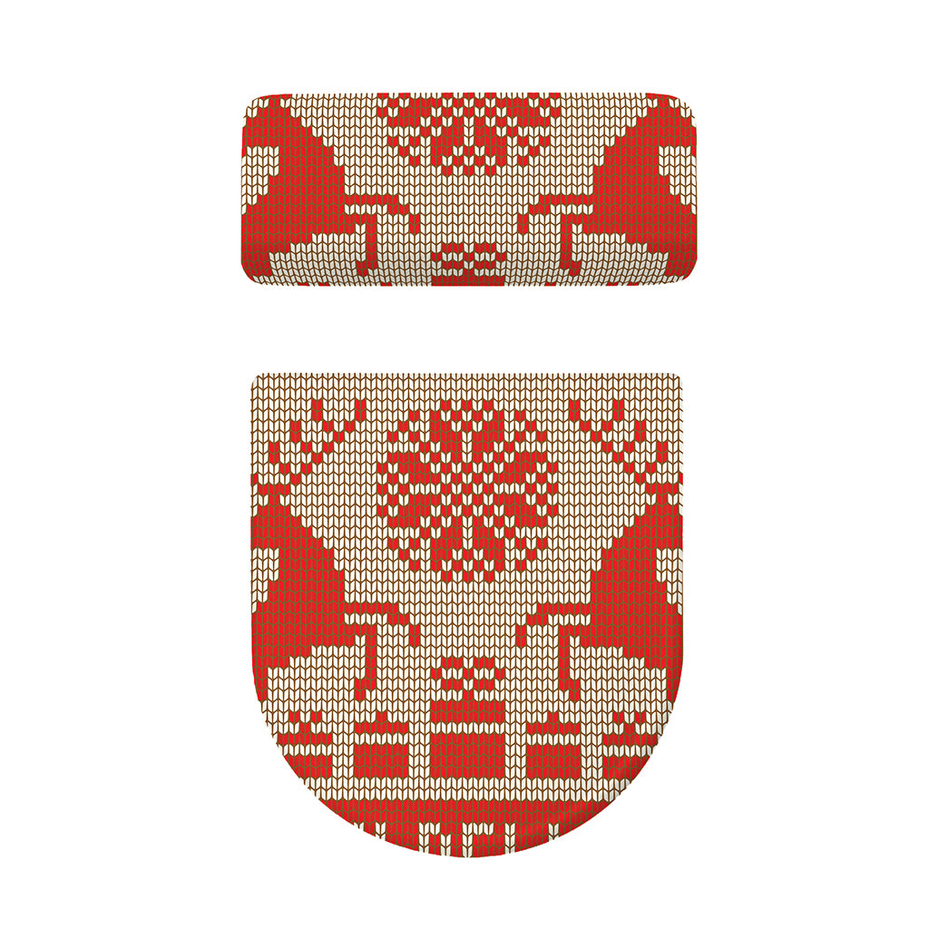 Xmas Deer Knitted Print Toilet Lid And Tank Cover Set