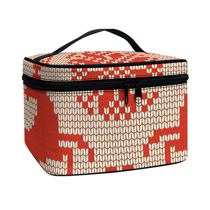 Xmas Deer Knitted Print Travel Makeup Bag