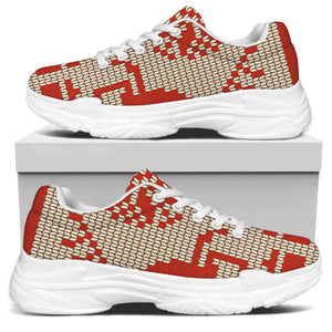 Xmas Deer Knitted Print White Chunky Shoes