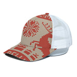 Xmas Deer Knitted Print White Mesh Trucker Cap