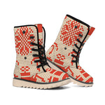 Xmas Deer Knitted Print Winter Boots