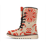 Xmas Deer Knitted Print Winter Boots