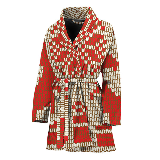 Xmas Deer Knitted Print Women's Bathrobe
