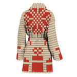 Xmas Deer Knitted Print Women's Bathrobe