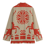 Xmas Deer Knitted Print Women's Blazer