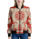 Xmas Deer Knitted Print Women's Bomber Jacket
