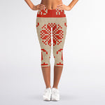 Xmas Deer Knitted Print Women's Capri Leggings
