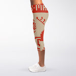 Xmas Deer Knitted Print Women's Capri Leggings