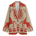 Xmas Deer Knitted Print Women's Cotton Blazer