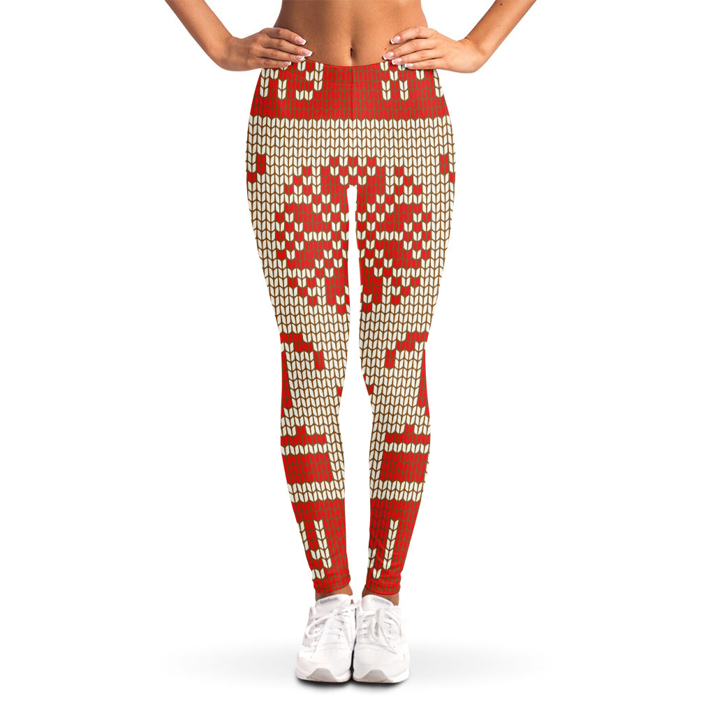 Xmas Deer Knitted Print Women's Leggings