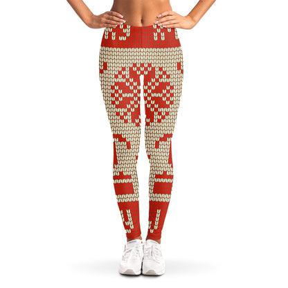 Xmas Deer Knitted Print Women's Leggings