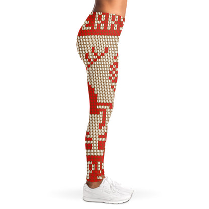 Xmas Deer Knitted Print Women's Leggings