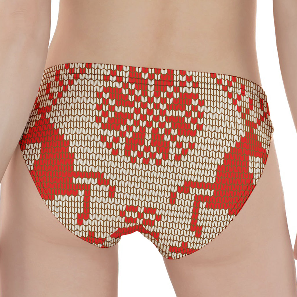 Xmas Deer Knitted Print Women's Panties