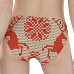 Xmas Deer Knitted Print Women's Panties