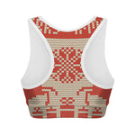 Xmas Deer Knitted Print Women's Sports Bra