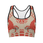 Xmas Deer Knitted Print Women's Sports Bra